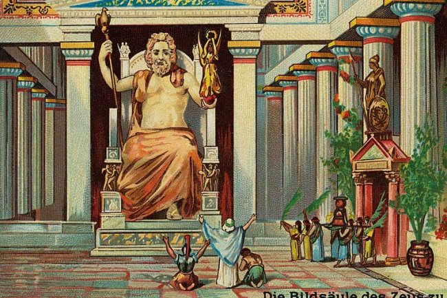 গ্রিক মিথোলজির প্রধান দেবতা জিউসের মূর্তি : অলিম্পিয়া